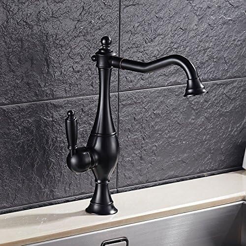 Robinet boulanger pivotant 360 en laiton noir et nickel monotrou pour cuisine
