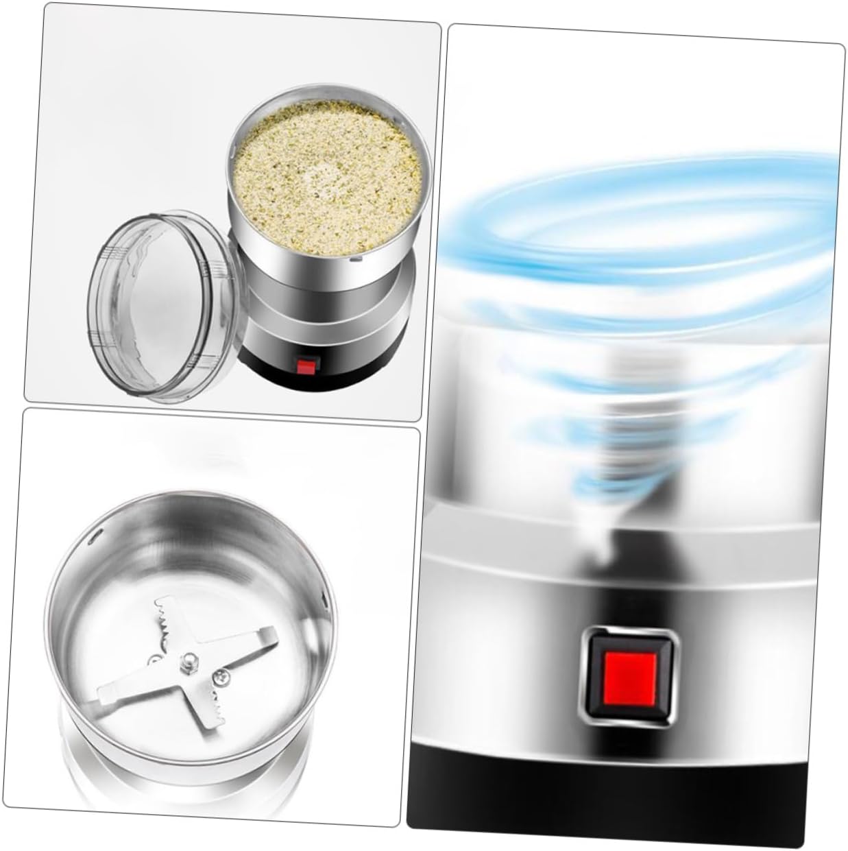 KICHOUSE Fine Powder Mill Electric Grinder Stainless Steel Nut Grinder Automatic Grain Mill for Flour Easy Clean Portable