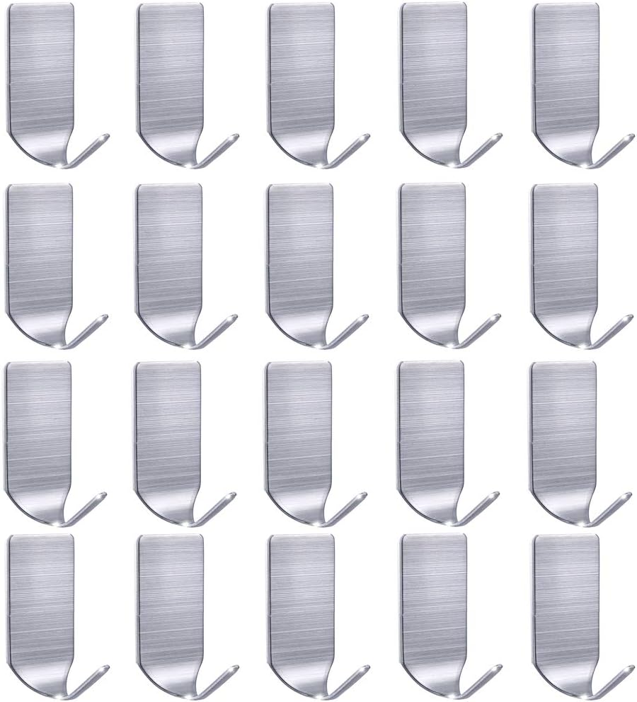 Adhesive Hat Hooks for Wall Baseball Caps Rack Hangers 304 Stainless Steel Waterproof Stick on Hooks Strong & Durable (Max Load up to 4Lbs)-20 Packs