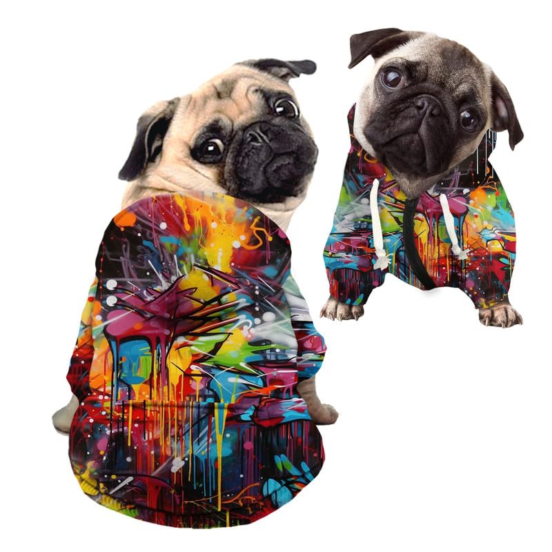 Kuiaobaty Color Graffiti Print Dog Hoodies Clothes Pet Cat Autumn Warm Hoodies, Puppy Dog Sweatshirt,Dog Costumes Outfits Clothes Apparel — image 1