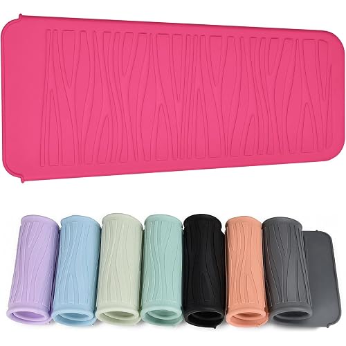 Silicone Heat Resistant Travel Mat Pouch for Hair Styling Tools (Hot Pink, 1 Pack) | Protects surfaces from flat iron burn damage up to 450 degrees with professional wavy ridges for secure anti slip storage