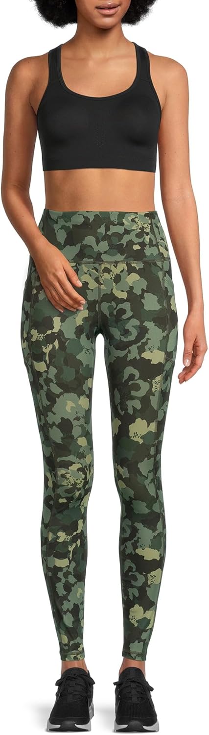 Avia Activewear Women's Print Leggings with Side Pockets (as1, Alpha, m, Regular, Regular, Green Camo, Medium) - Image 2