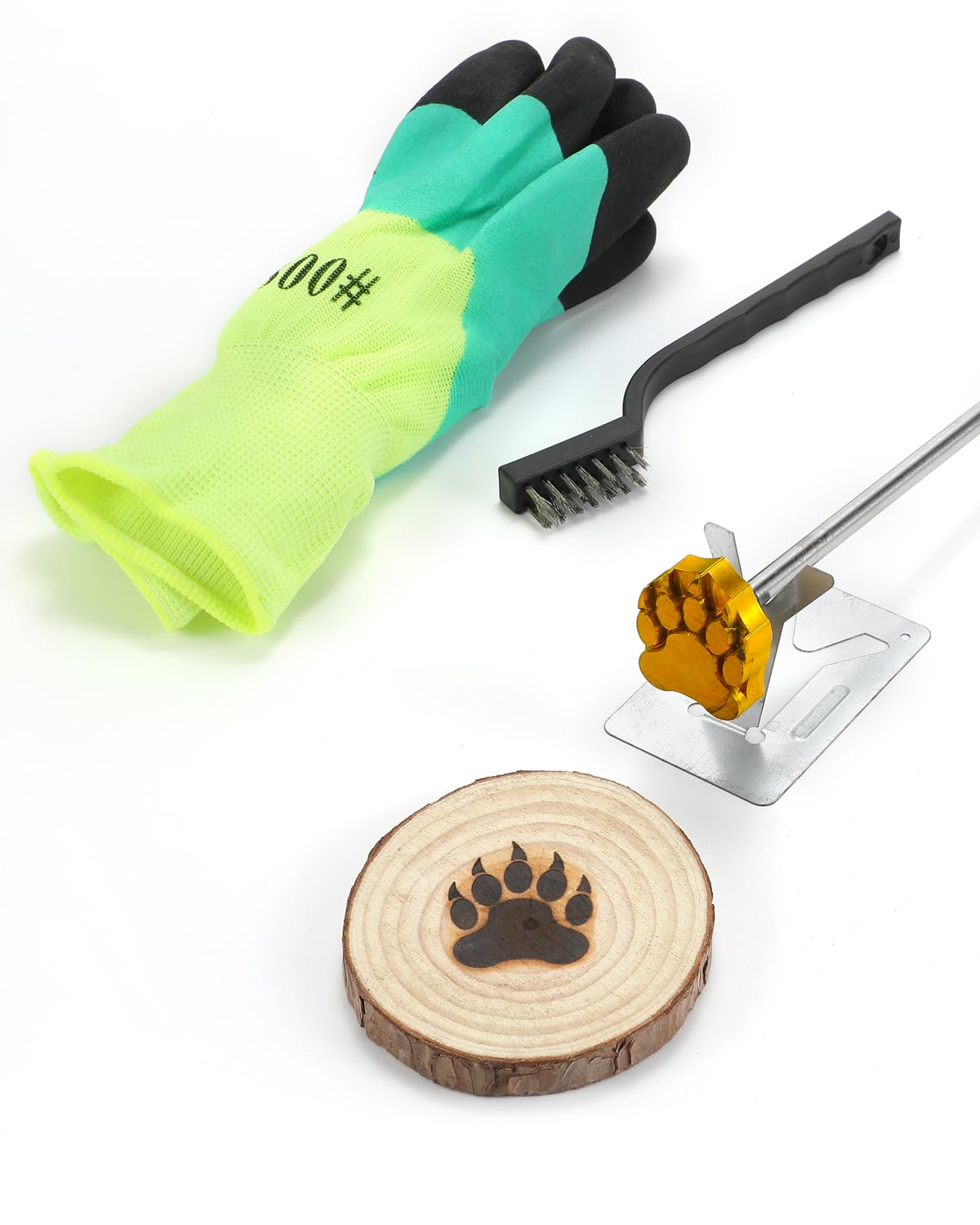 AIMOADO Bear Paw Branding Iron, 1 1/2" Brass Branding Iron Stamp for Hats Wood Leather