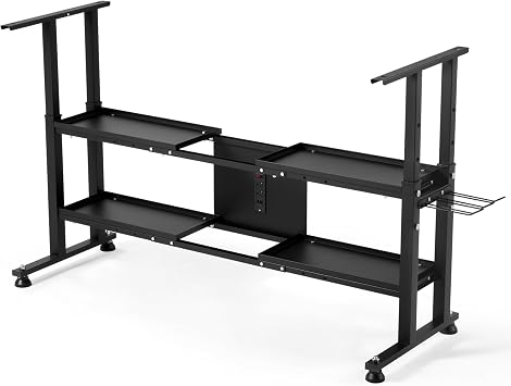 Workbench Frame, Adjustable Standing Desk Frame with Power Outlet | Heavy-Duty 2000lbs Load Capacity, Height Adjustable 26.5" to 35", Black Frame Only