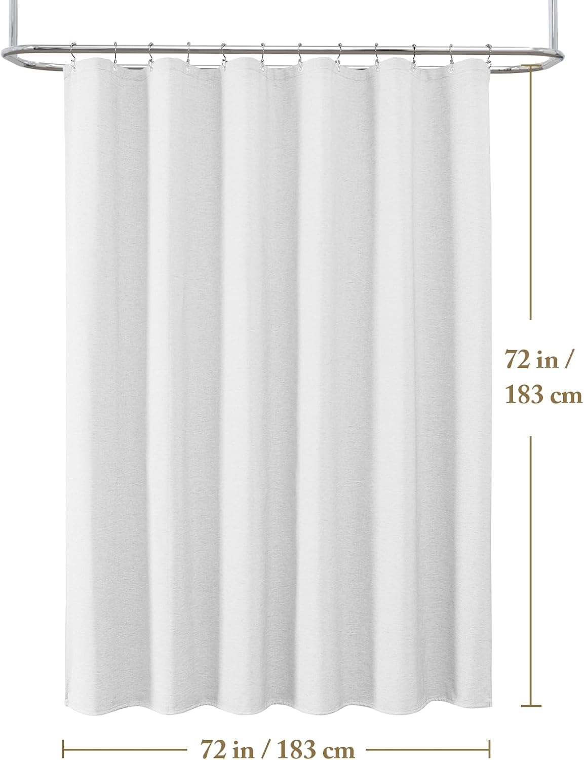 3-in-1 Fabric Shower Curtain Set,Double Waterproof Linen-Texture Shower Curtain with PEVA Liner that Fully Prevents Splashes,Soft Shower Curtain with 12 Anti-Fall Stainless Steel Hooks,72"x72" (White)