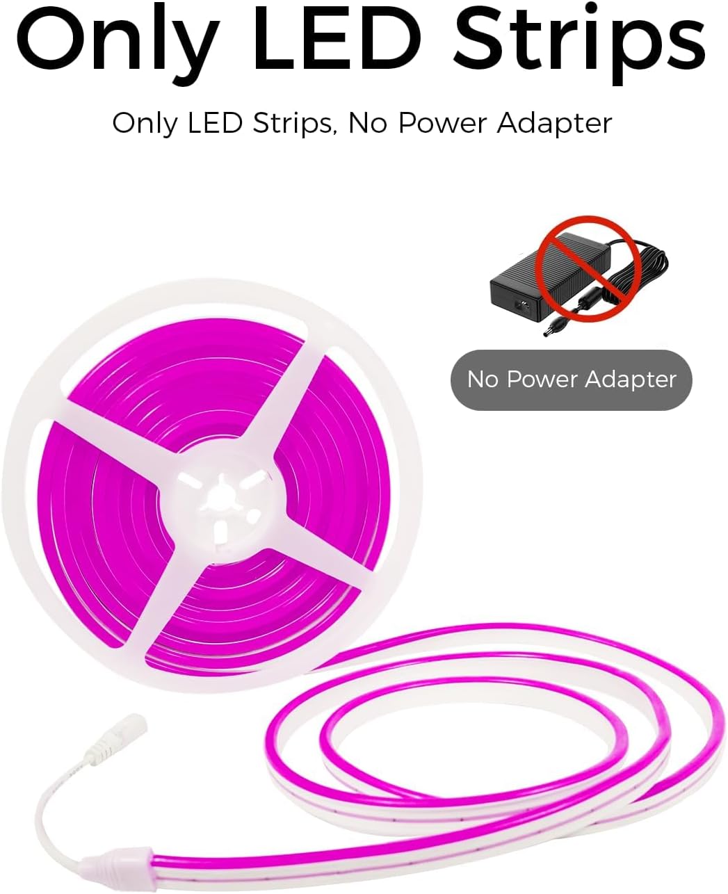 YM E-Bright Pink Led Neon Strip Lights Without Power Supply, 12V Indoor Outdoor Rope Silicone 16.4Ft 600SMD Waterproof Flexible for Signboard Kitchen Bedroom Bar Home Building Party Events Decoration