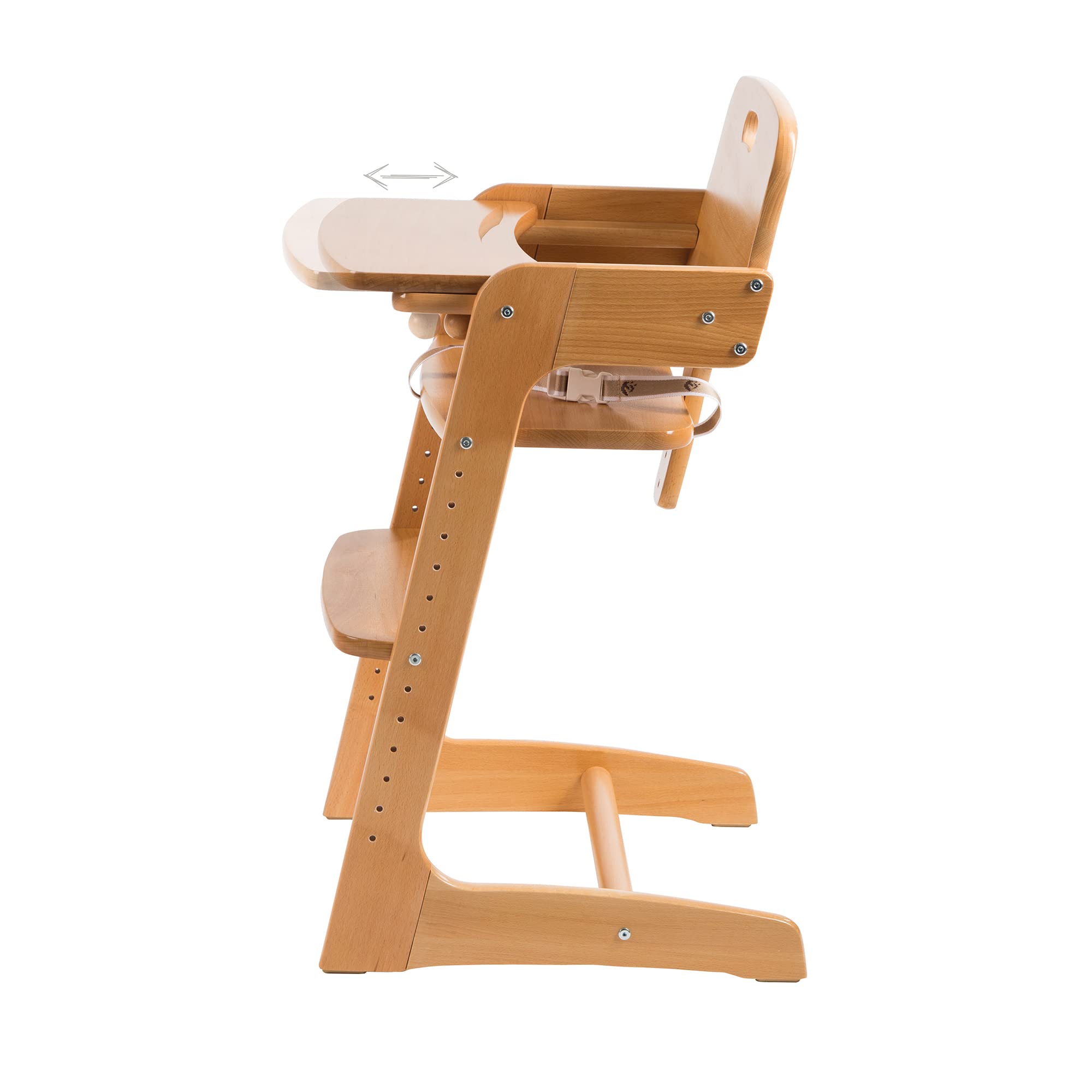 roba Chaise Haute Évolutive en Bois Massif Kid Up + Plateau Repas Détachable - Hauteur Réglable - 6 Mois jusqu'à 50 kg - Naturel