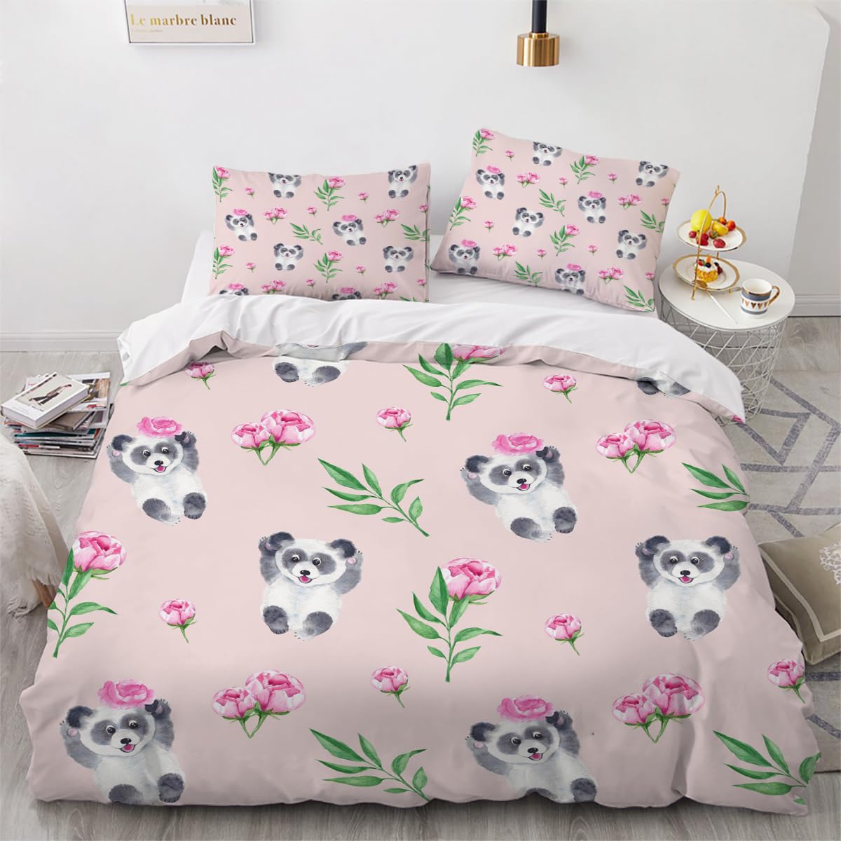 Housse de couette ours fermeture éclair parure de lit 140x200 microfifre douce