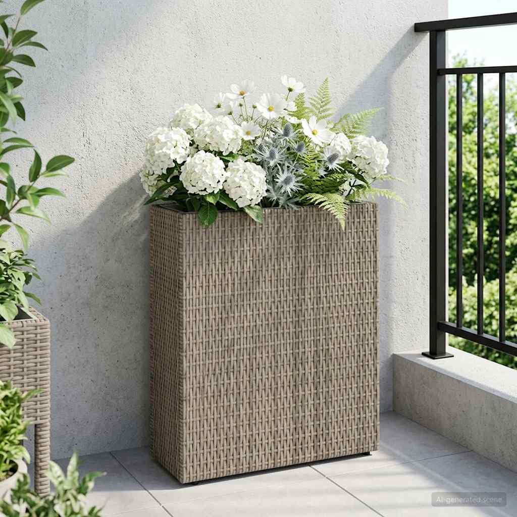 vidaXL Wysoka doniczka 55 x 22 x 70 cm, tak, stylowy, rozszerzony, prostokątny pojemnik na rośliny, odporny na warunki atmosferyczne, rattanowy stojak ogrodowy, elegancka dekoracja na kwiaty
