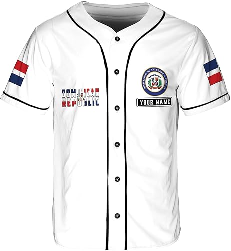 Miniatura 2 de Royal Fight - Camiseta de béisbol dominicana personalizada con la bandera de República Dominicana