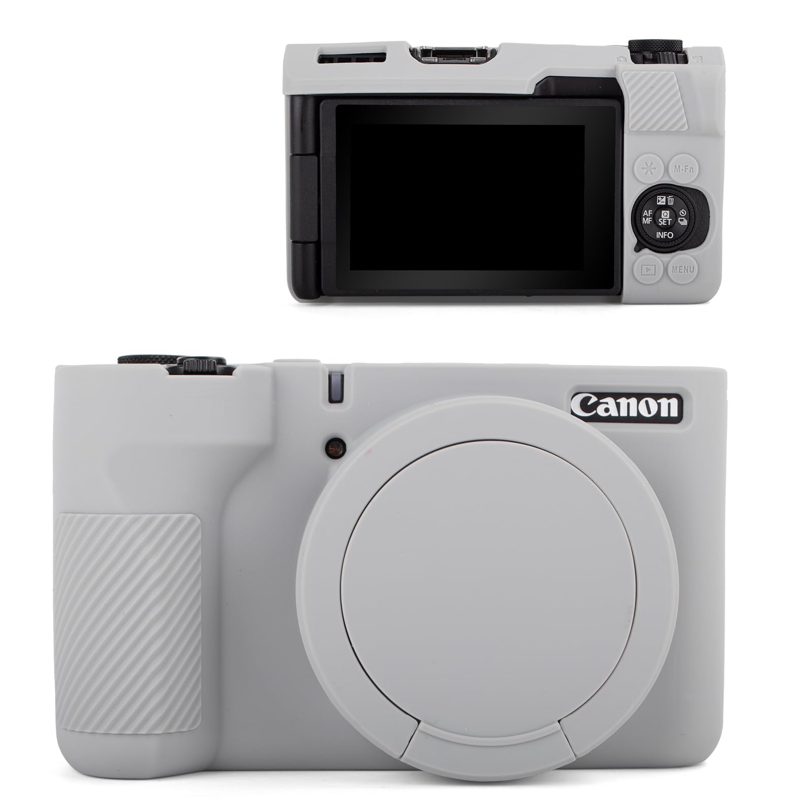 MUZIRI KINOKOO Tasche für Canon Powershot V1 Kamera – Weiche Silikon-Schutzhülle mit Abnehmbarer Objektivabdeckung für Canon V1 Vlog Kamera – Kratzfest und schmale Passform - Grau