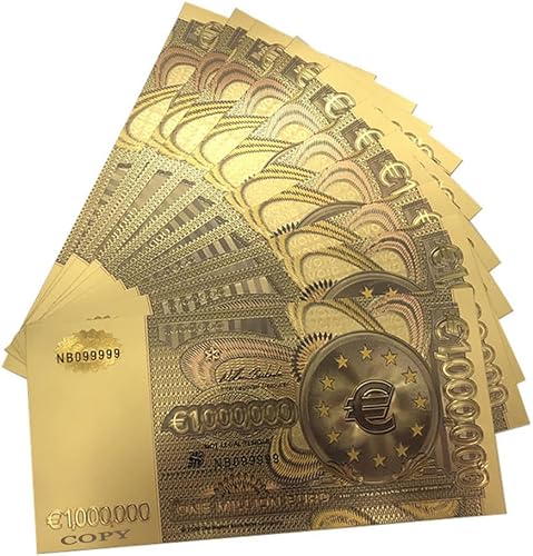 Miniatura 3 de 5 billetes de un millón de euros de papel de oro de hoja de oro, billete de 1,000,000 euros de billetes de oro para regalos