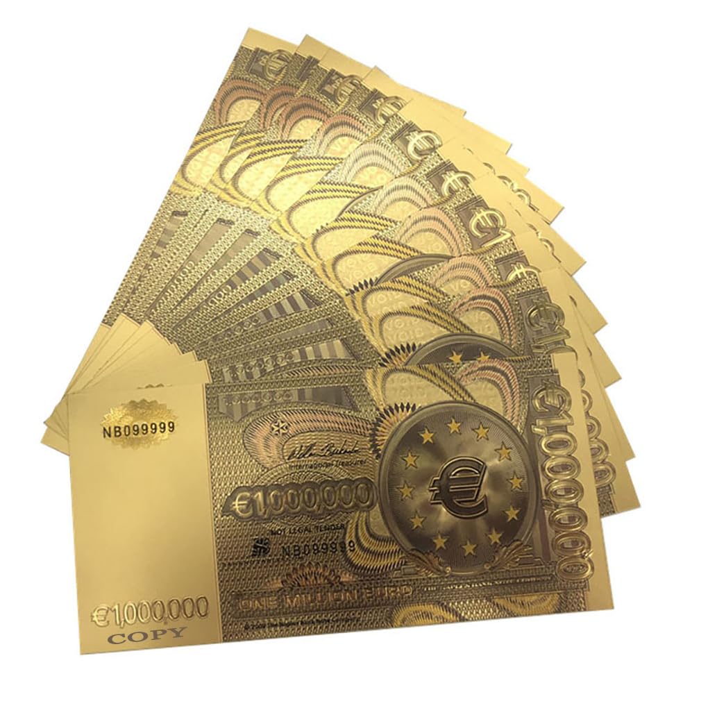 Amazon.com: 5 件100 萬歐元鈔票金箔歐元鈔票1,000,000 歐元鈔票金幣藝術工藝品禮品: 玩具和遊戲