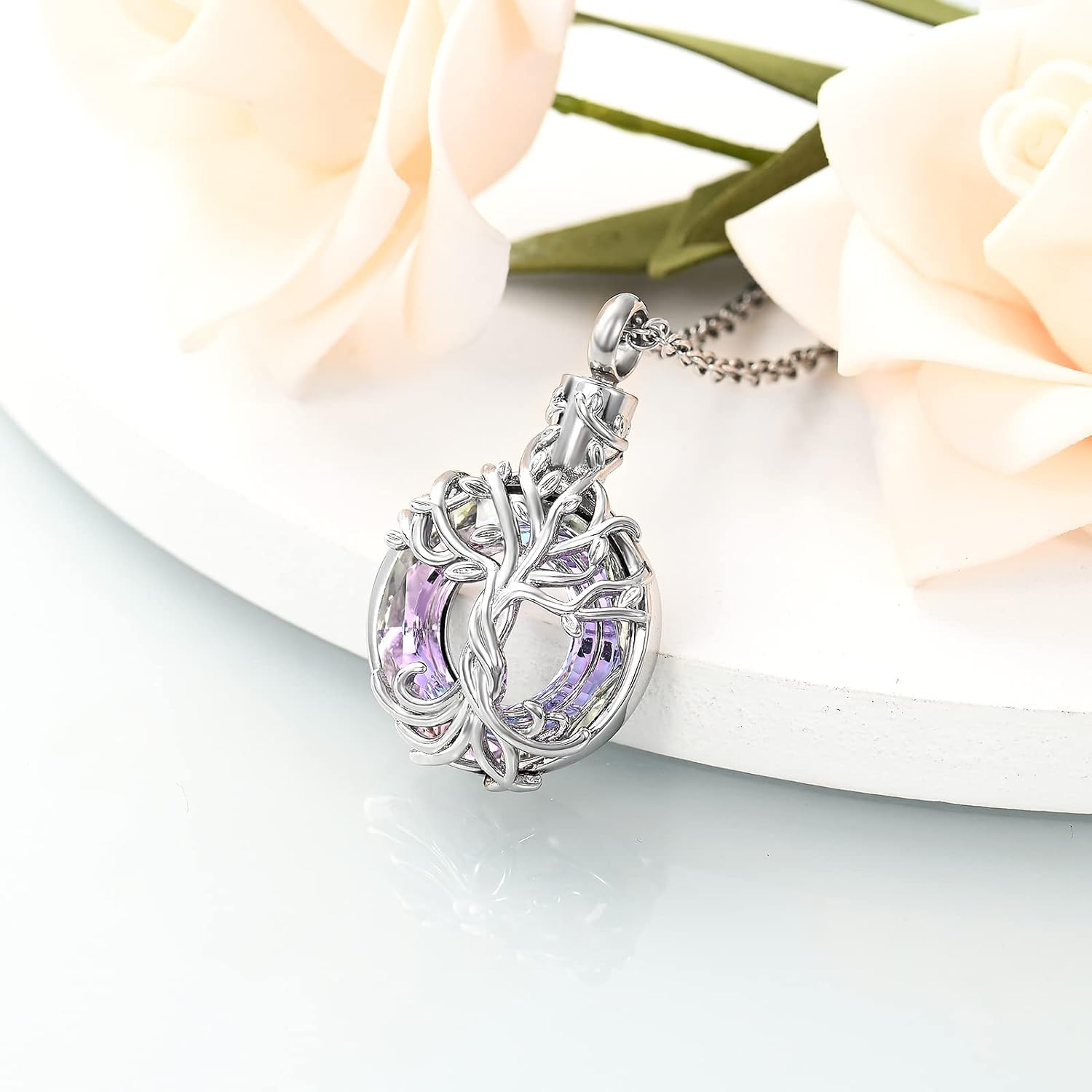 shajwo Tree of Life Cremation Urn Ashes Necklace for Women Men image 5