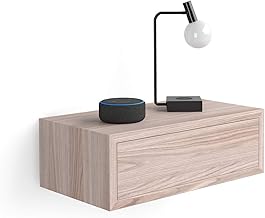 Mobili Fiver, Riccardo Hanging Bedside, Pearl Elm, Melamined, 45 x 25 x 15.5 cm, Modern Bedside Table for Living Room and Bedroom, Made in Italy