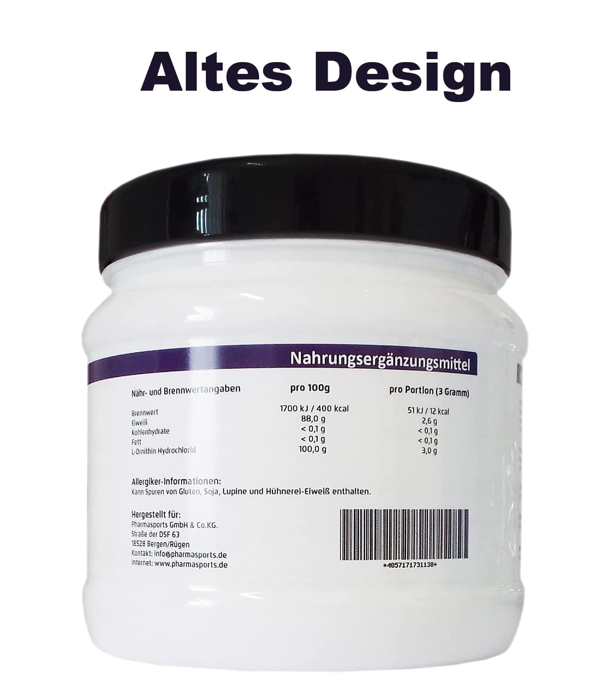 L-Ornithin Pulver 300g - PREMIUM Qualität | PREMIUM Qualität, pflanzliche Fermentation, Menge wie 600 Kapseln à 500mg