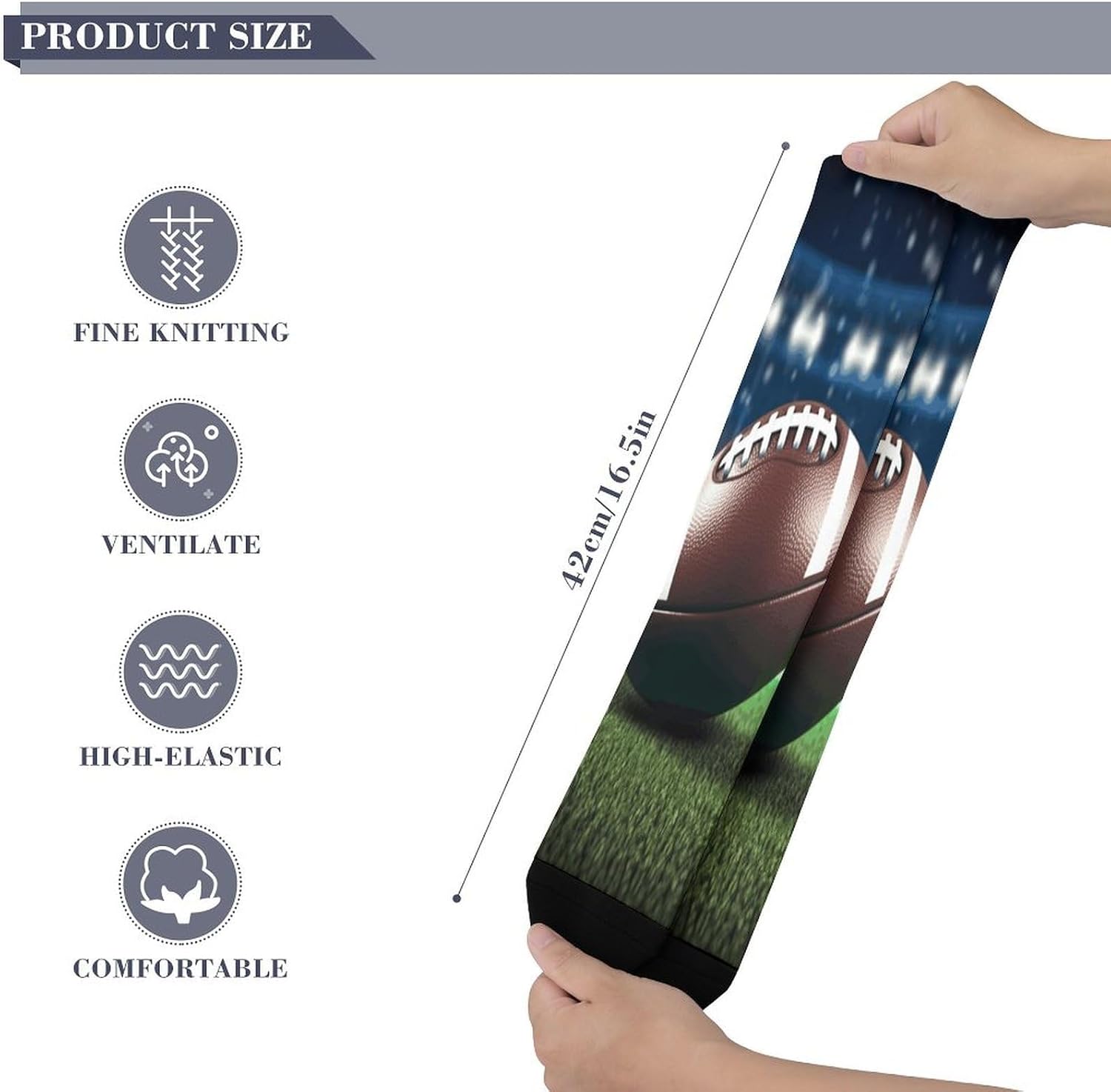 Football And Grass Compression Socks for Men Women, Soft Breathable Knee High Socks Comfort Over The Calf Tube Sock