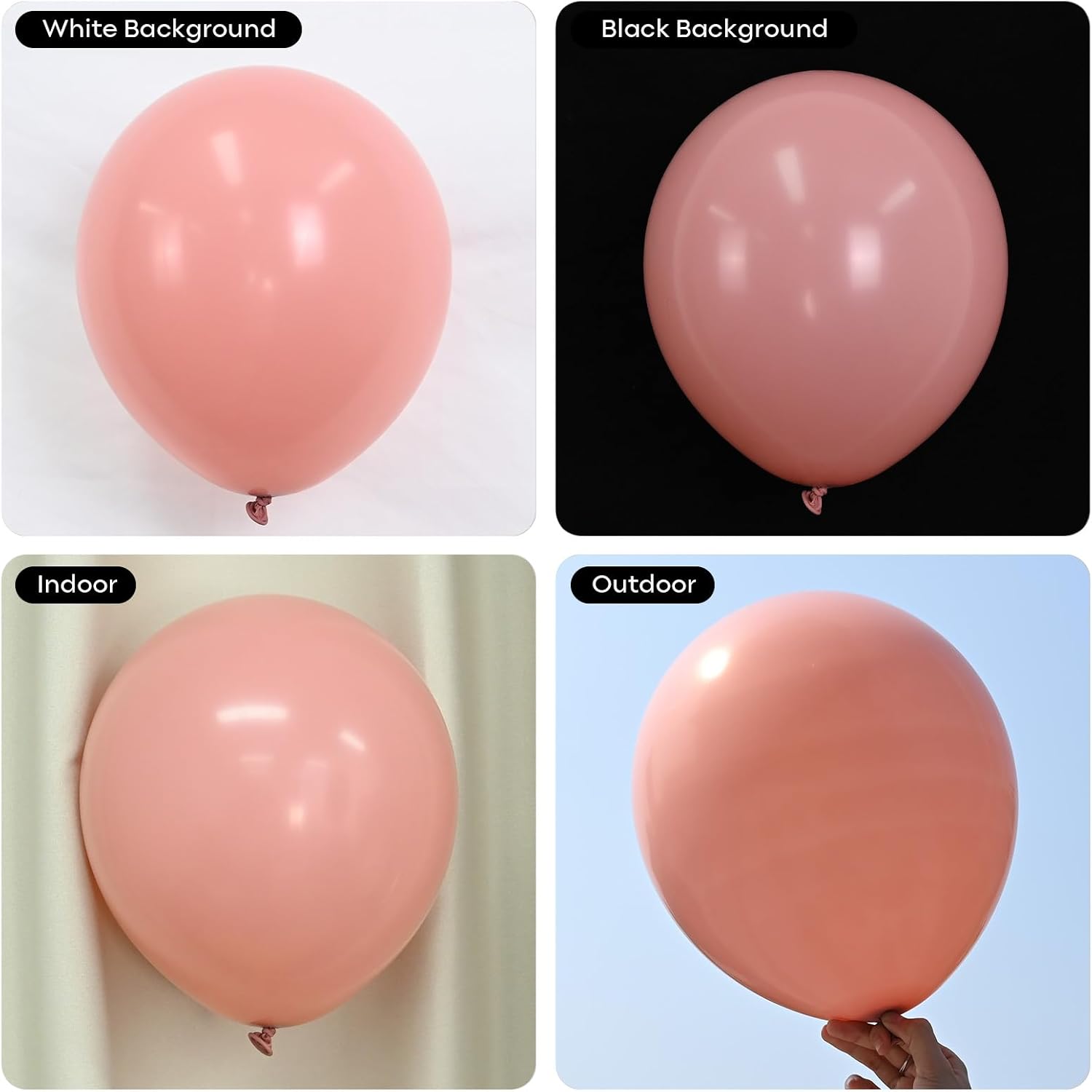 Togvu Retro Blush Pink Balloons, 60 Packs 12 Inch Dusty Pink Metallic Chrome Rose Gold White Sand Nude Balloons for Bridal Baby Shower Girls Boho Birthday Wedding Decorations Supplies Pink D-001