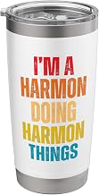 HARMON Proud Family Retro Reunion Last Name Surname Stainless Steel Insulated Tumbler