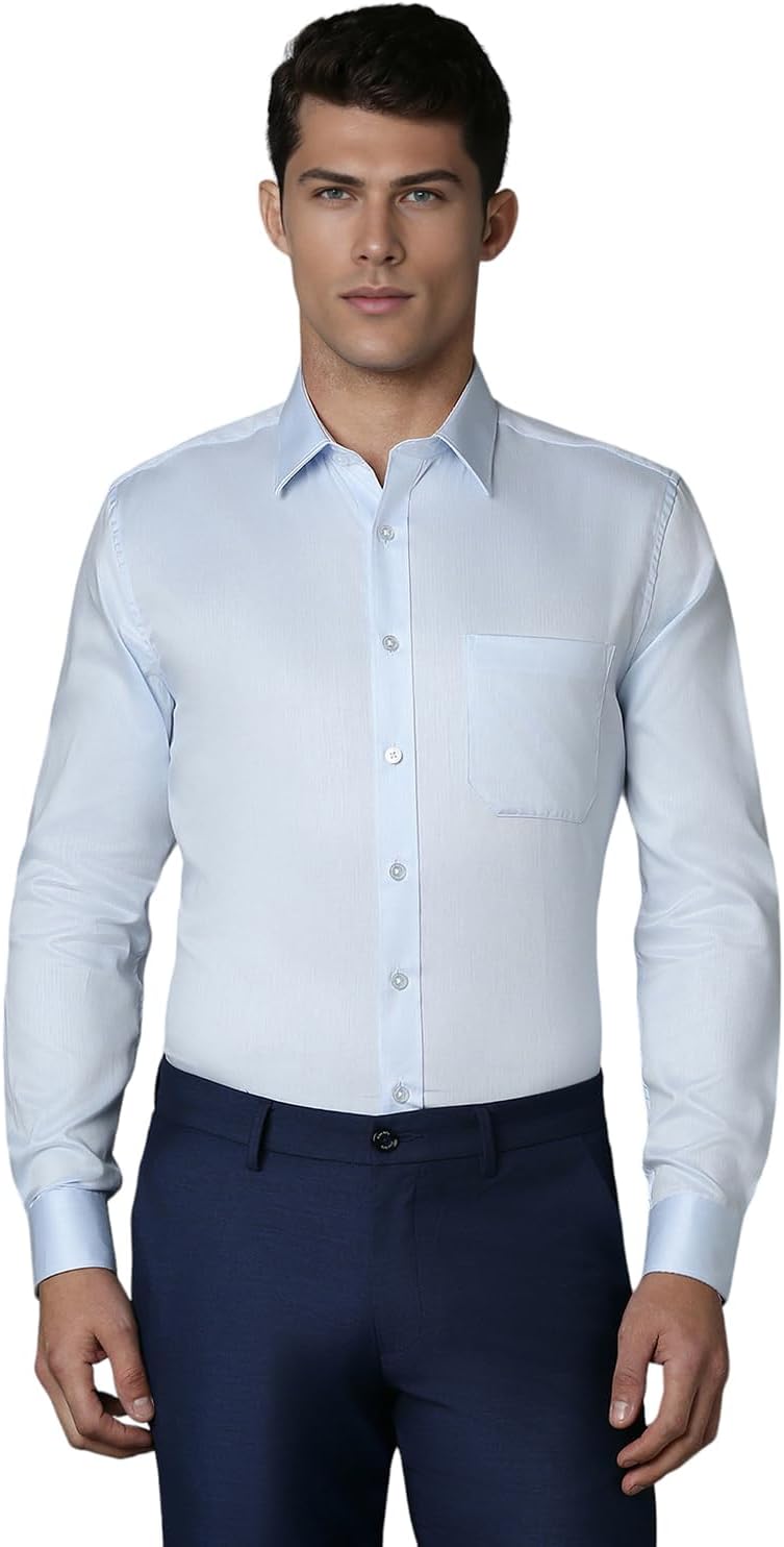 Louis Philippe Slim Fit Textured All Day Comfort Cotton Effortless Ironing Shirt