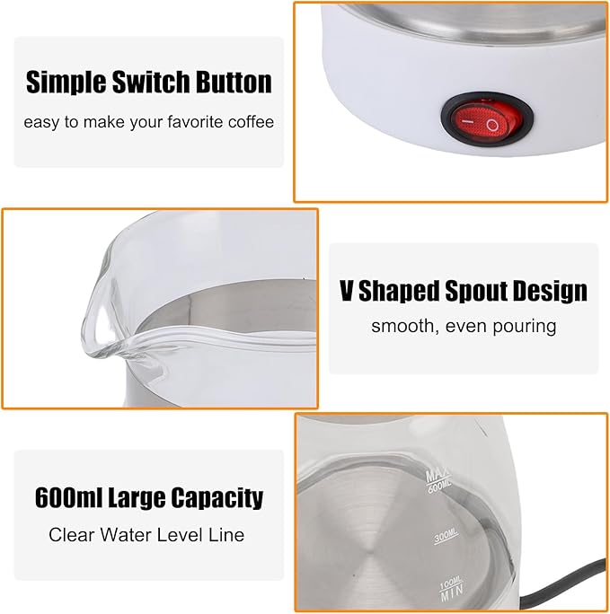 Cafetera Turca Eléctrica 600W 600mL Acero Inoxidable Liviana miniatura 6