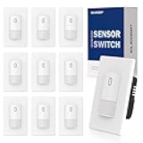 ELEGRP Occupancy Motion Sensor Light Switch, PIR Infrared Motion Activated Wall Switch, No Neutral Wire, Single Pole for CFL/LED/Incandescent Bulb, with Wall Plate, UL Listed (10 Pack, Matte White)