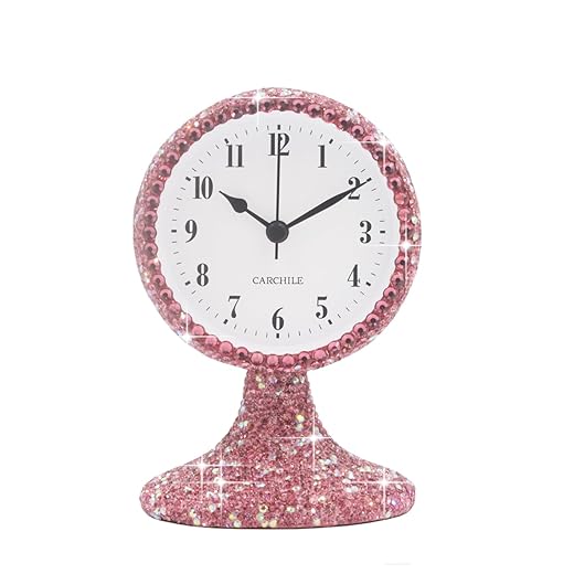 Luxury Rhinestone Small Alarm Desk Table Clock Morning Call Handmade Fashion Design for Bedroom