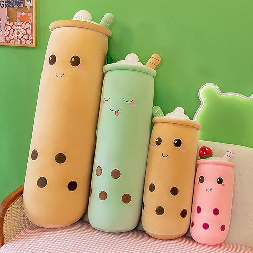 Miniatura 3 de Lindos peluches de peluche, almohada larga de felpa con té con burbujas, regalo de animales de peluche para niños y adultos (felpa verde, 16