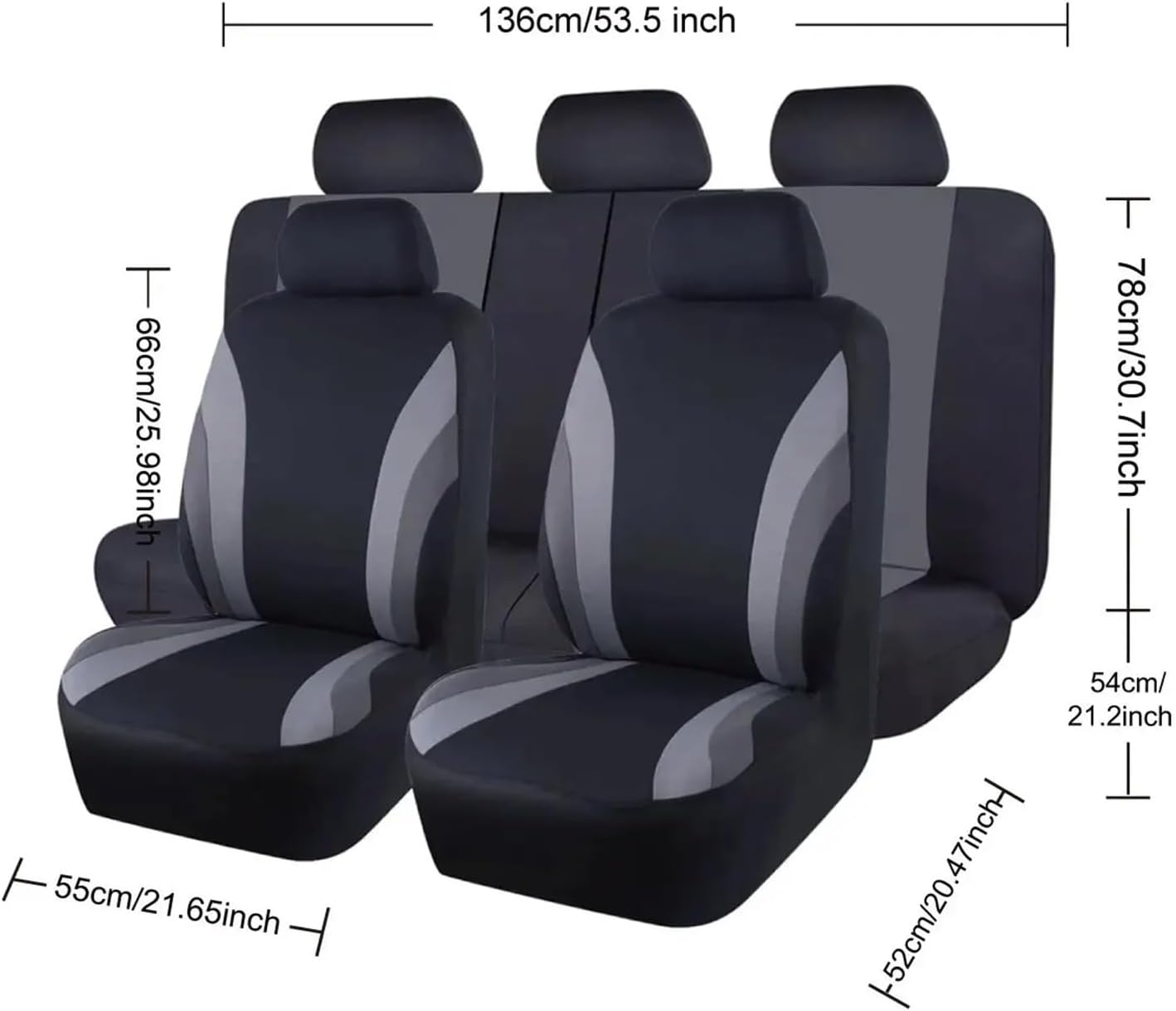 Car Mat Backrest Sports Style Full Set Polyester Fabric Car Seat Covers Car Seat Protector Universal Fit Most Cars SUVs Comfortable(AE-2008-BL)