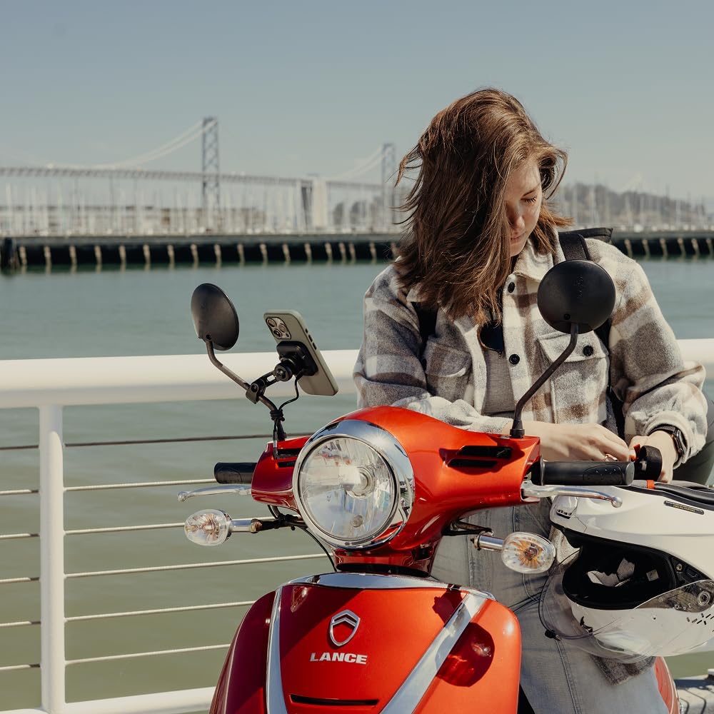 Peak Design Motorcycle Mirror and GPS bar Mount: Locking and Charging (Suitable for Bars 7/8" to 1 1/8", 10-16mm Diameter) with SlimLink