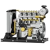 Diesel in-Line 4 Cylinder Engine Model Kit, Mini Internal Combustion Aircraft Machinery Working Motor Simulation Electric Metal DIY Assembly, for Gifts Science Enthusiasts Education Educational Toys