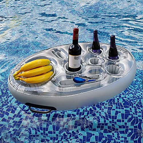 Bandeja Inflable Bandeja Flotante Para Piscina, Bandeja Flotante Inflable Para Bebidas Portátiles De 8 Orificios Para Piscina, Refrigerador De Enfriador Cerveza Flotante, Accesorios Para Piscina Cover