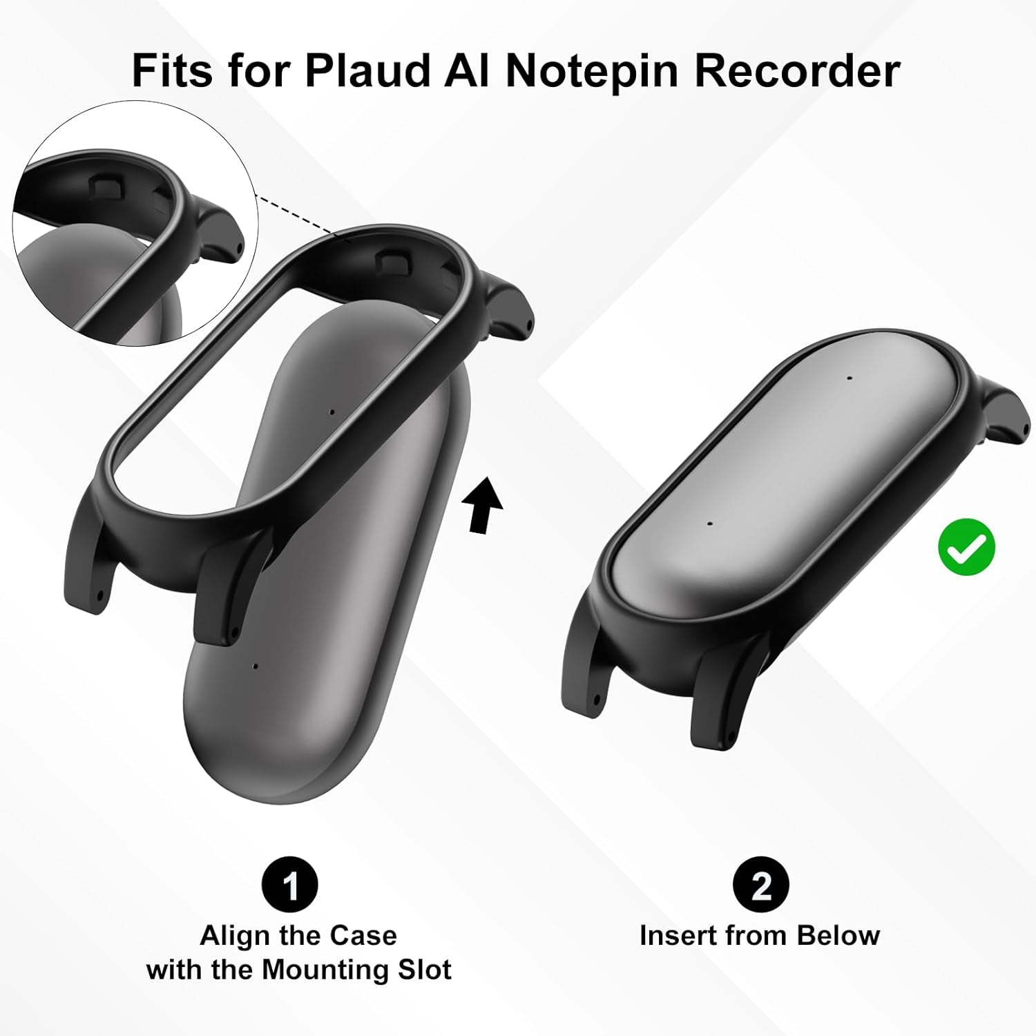 2 Pack Adjustable Braided Wristband Compatible with Plaud NotePin & NotePin S AI Voice Recorder,Breathable Soft Wearable Strap with Magnetic Buckle and PC Case,Lightweight Band,Recorder Accessories