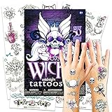 Skull Tattoos For Girls Costume Set (36 Gothic Temporary Tattoos, Including Skulls, Roses, Stars, Hearts and More)