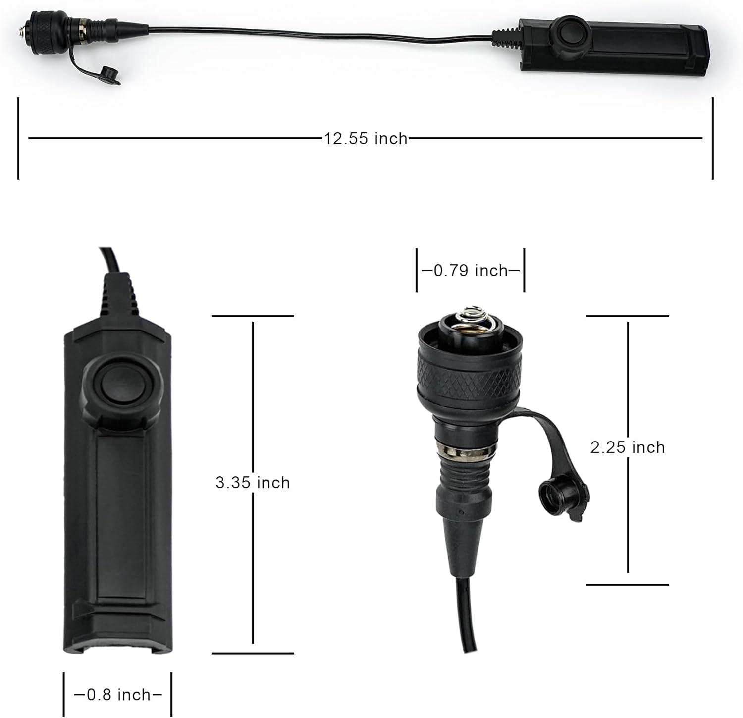 SR07 Pressure Switch Remote,Dual Switch Compatible with M300 M600 X400 X300 Flashlight Scout Light,Tail Cap Replacement for Black Tactical Flashlight