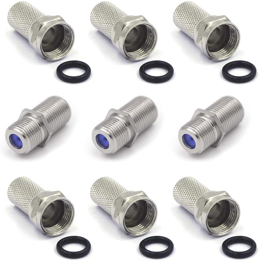 VCE Coaxial Cable Connector with Combined Format, 3GHz Nickel Plated Coax Coupler Kit for Coaxial Cable Extension, TV, Satellite Antenna, 6 + 3 Packs