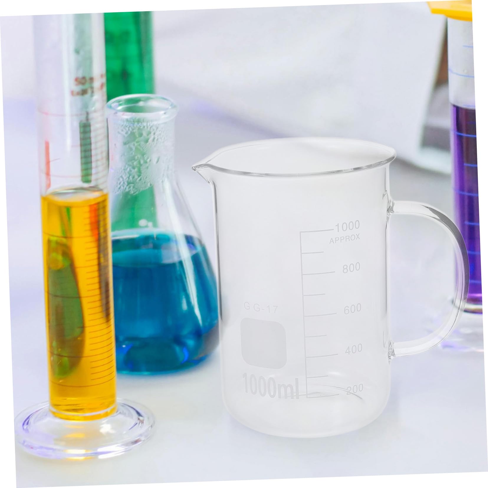 COLLBATH Messbecher Glas 1000ml mit Henkel und Ausguss Glasbecher für Präzises Ausgießen und Einfaches Tragen in Küche und Labor