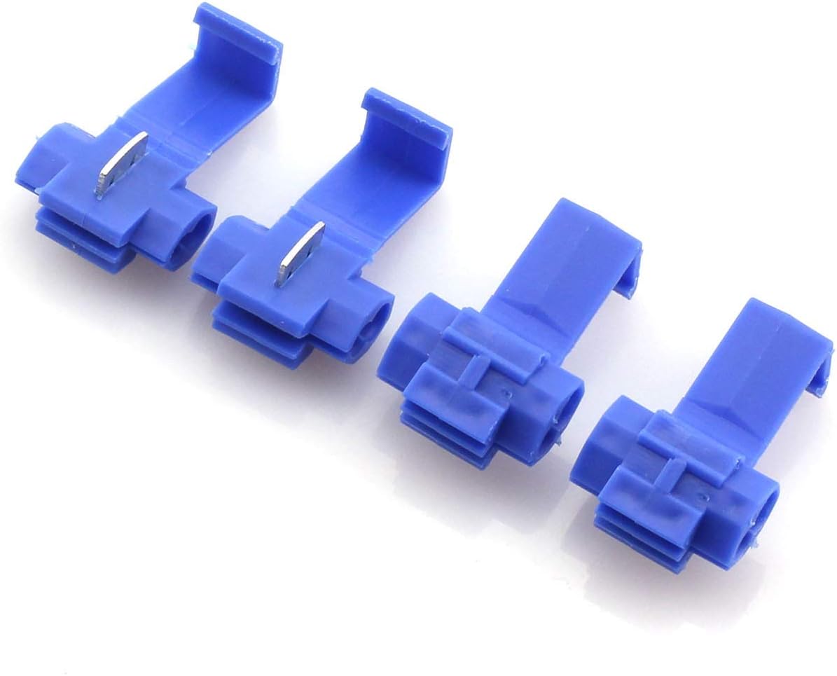 ZYAMY 100PCS Scotch Lock Quick Splice Wire Terminals Cold Pressed Insulated Snap Lock Electric Wire Crimp Connectors Cable Joiner Blue for AWG 16-14