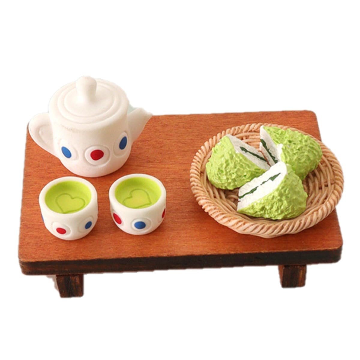 Set De Thé Miniature En Bois – Service à Thé Matcha 8 Pièces, Déco De Bureau Ou Scène Miniature