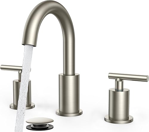 Miniatura 16 de FORIOUS Grifo de baño negro de 3 agujeros, 8 pulgadas, grifo de lavabo de baño negro mate generalizado con boquilla giratoria de 360°, adecuado para