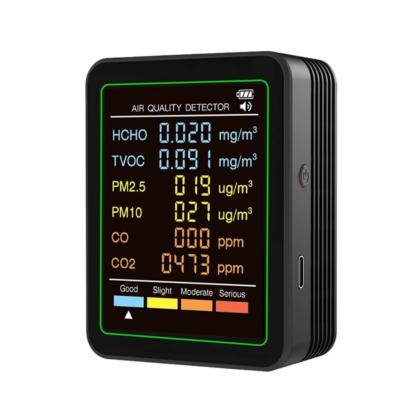 Testeur de qualité de l'air intérieur appareil de mesure 6 en 1 noir