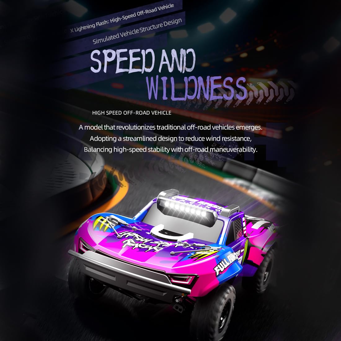 X Flash - Camión a control remoto todoterreno de alta velocidad a escala 1/10, 2.4G 4WD 85KM/H RC Drift Car con amortiguadores llenos de aceite, cuerpo impermeable ESC y PVC, rastreador de rocas todo