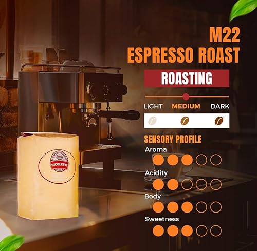 Miniatura 4 de Nicoletti Coffee Espresso (100% Arabica M22 asado) Granos enteros orgánicos de 2 libras