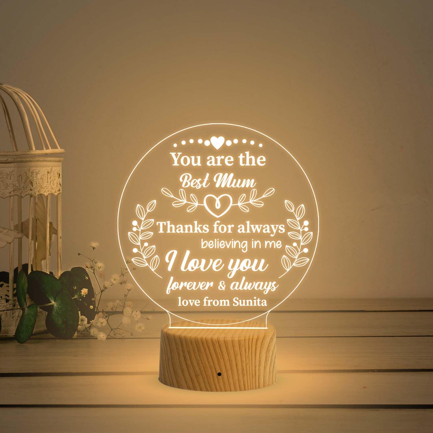 Gift Me Bazar Personalized You are The Best Mom Acrylic Led Night Lamp with Warm White Light & On/Off Touch Button | USB Powered | Best Gift for Mom | Birthday Gift for Mom-picture-37