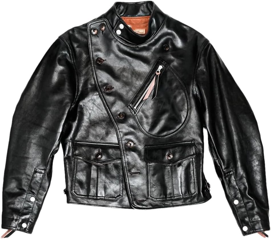 Vintage 1920S Tea Core Horsehide Coat Classic Heavyweight Genuine Leather Moto Racer Jacket