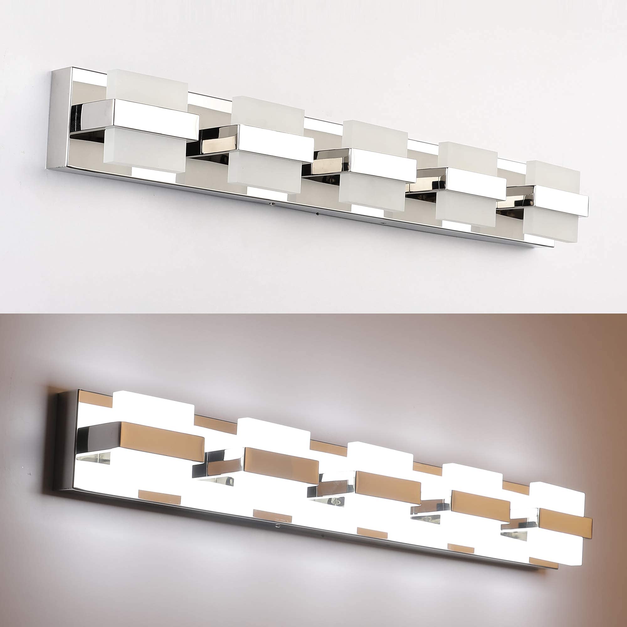 Moderne luci Toilette Bagno 5 luci LED su Applique Parete in Acciaio Inossidabile Acrilico specchietto