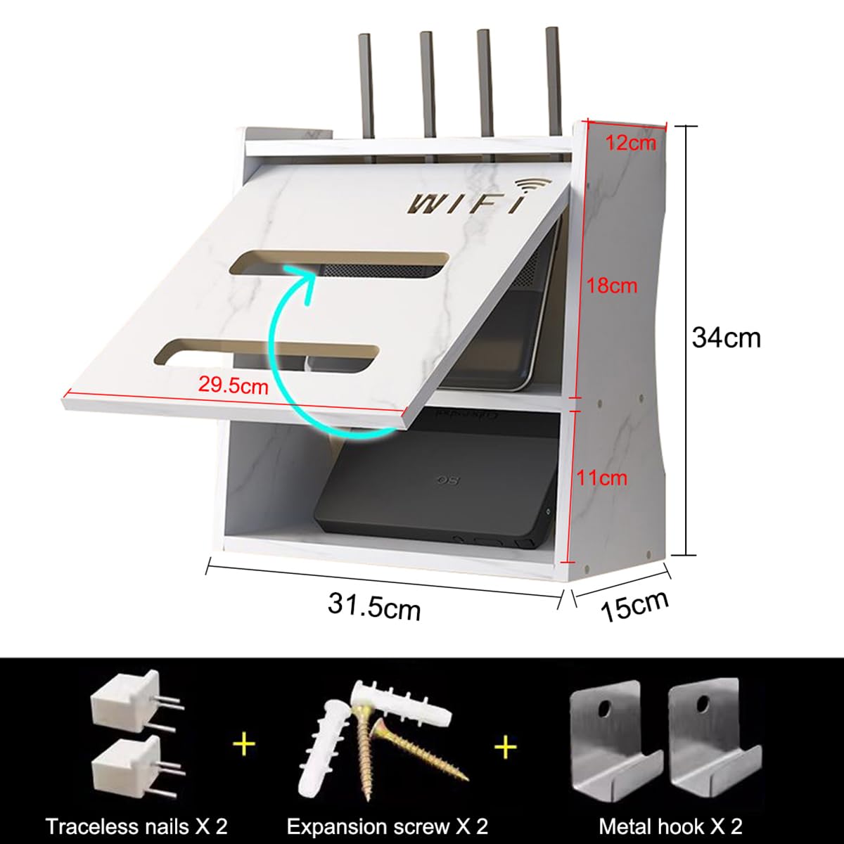 Ukrywanie router, szafka routera, skrzynka na ukrycie bałaganu kabli (kolor: biały)