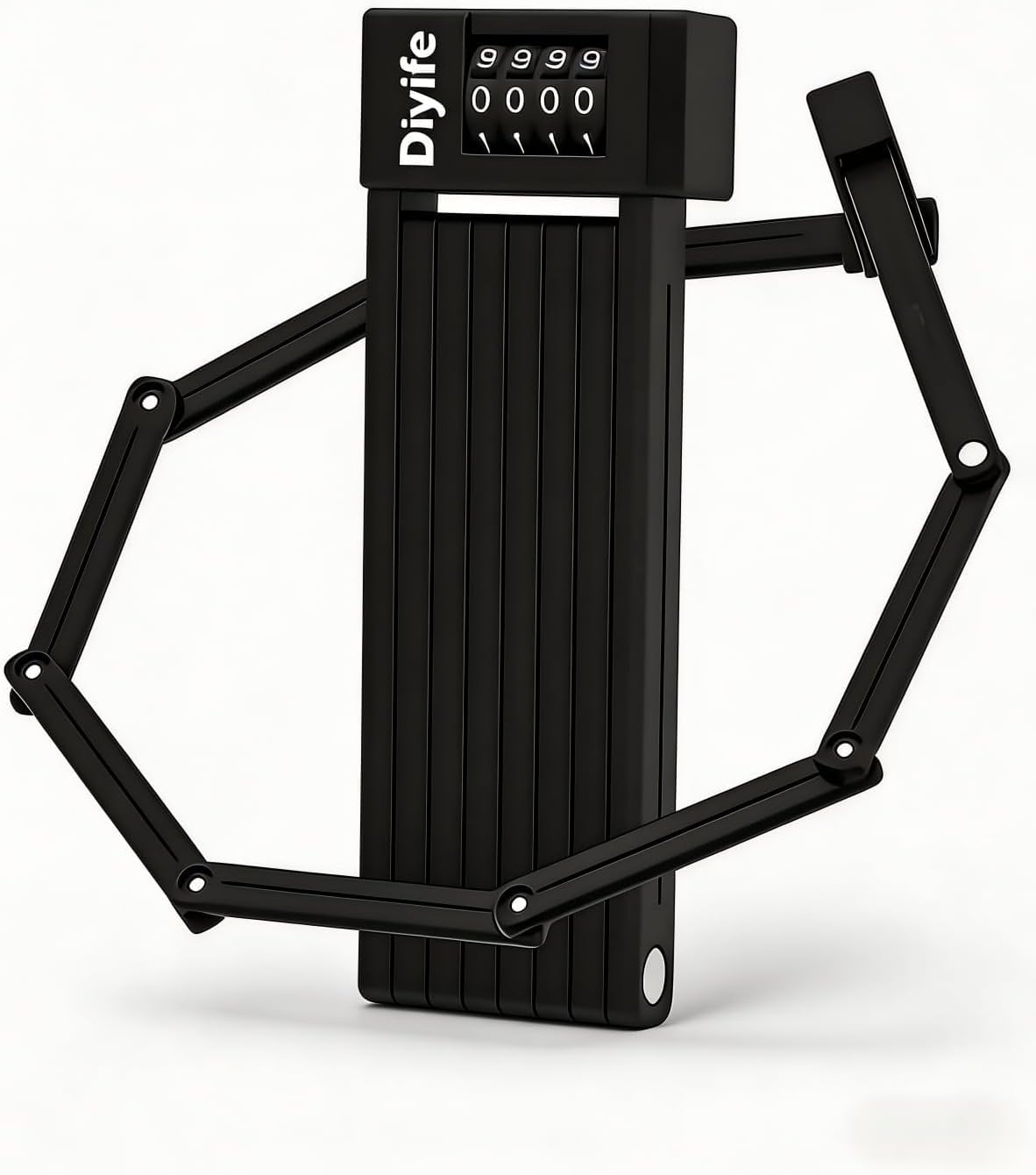 Diyife Folding Bike Lock, [4ft/120cm] Heavy Duty 4-Digit Combination Bicycle Lock, 360° Rotation Waterproof Anti-Theft Alloy Steel Foldable Lock with Bracket for Ebike Scooter Motorcycle