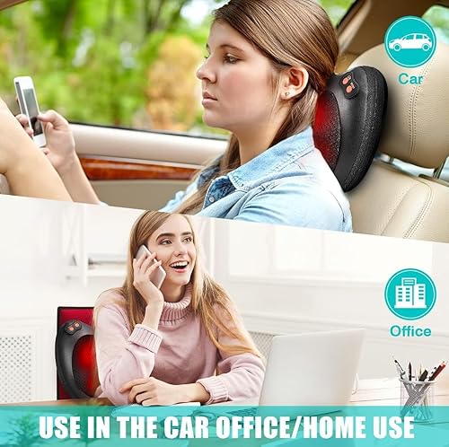 Miniatura 7 de Shiatsu Masajeador de espalda y cuello con calor, masaje de tejido profundo para cuello, hombros, piernas, alivio del dolor de espalda superior e