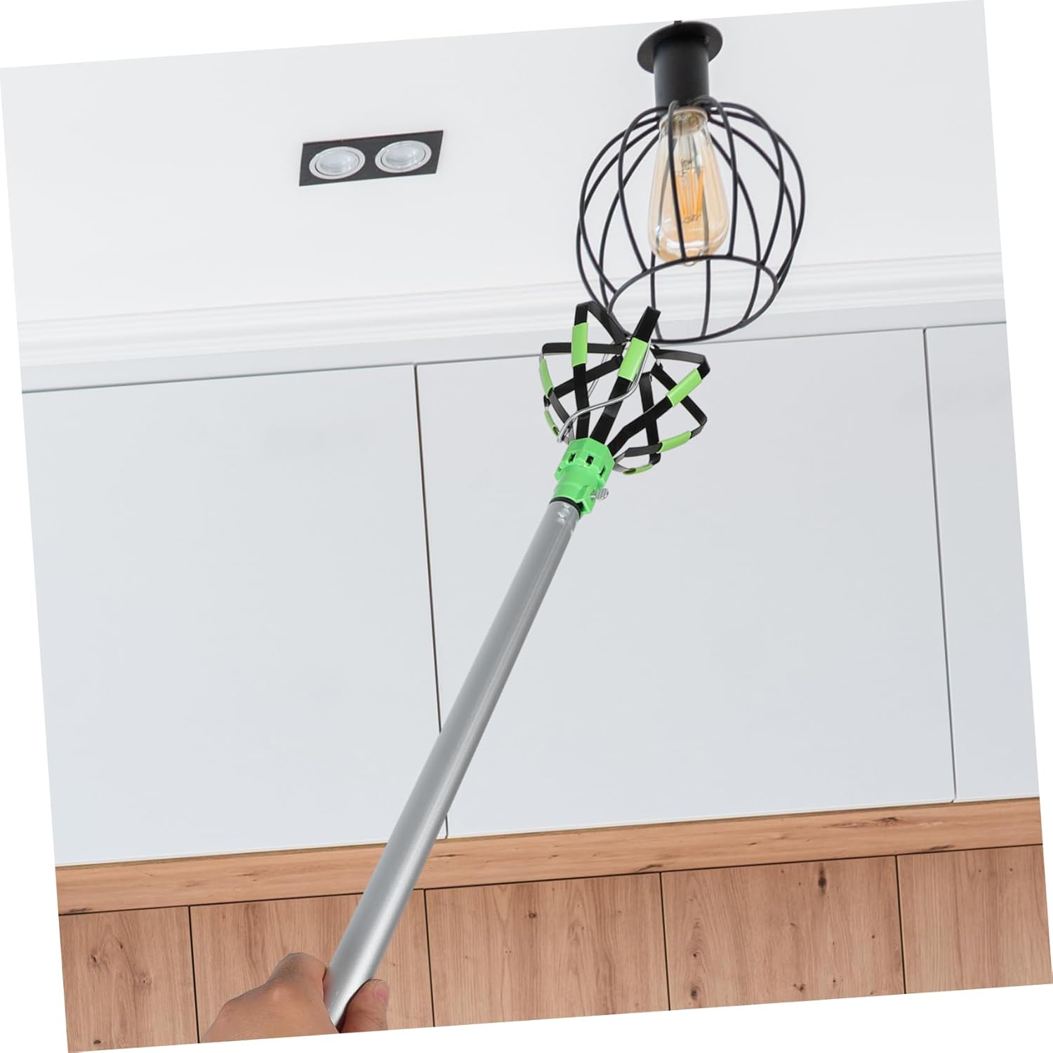 Tofficu 1Set Adjustable Light Bulb Changer Tool with Telescoping Pole for High Ceilings Easy to Use Durable Design Includes Replacement Grabbing Heads for Secure Bulb Replacement